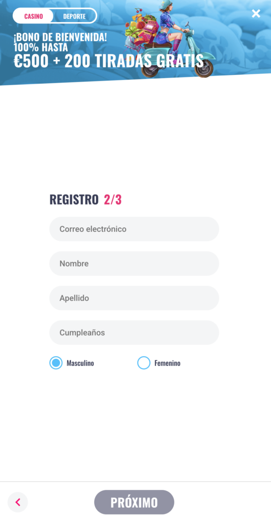 Registro en OhMySpins