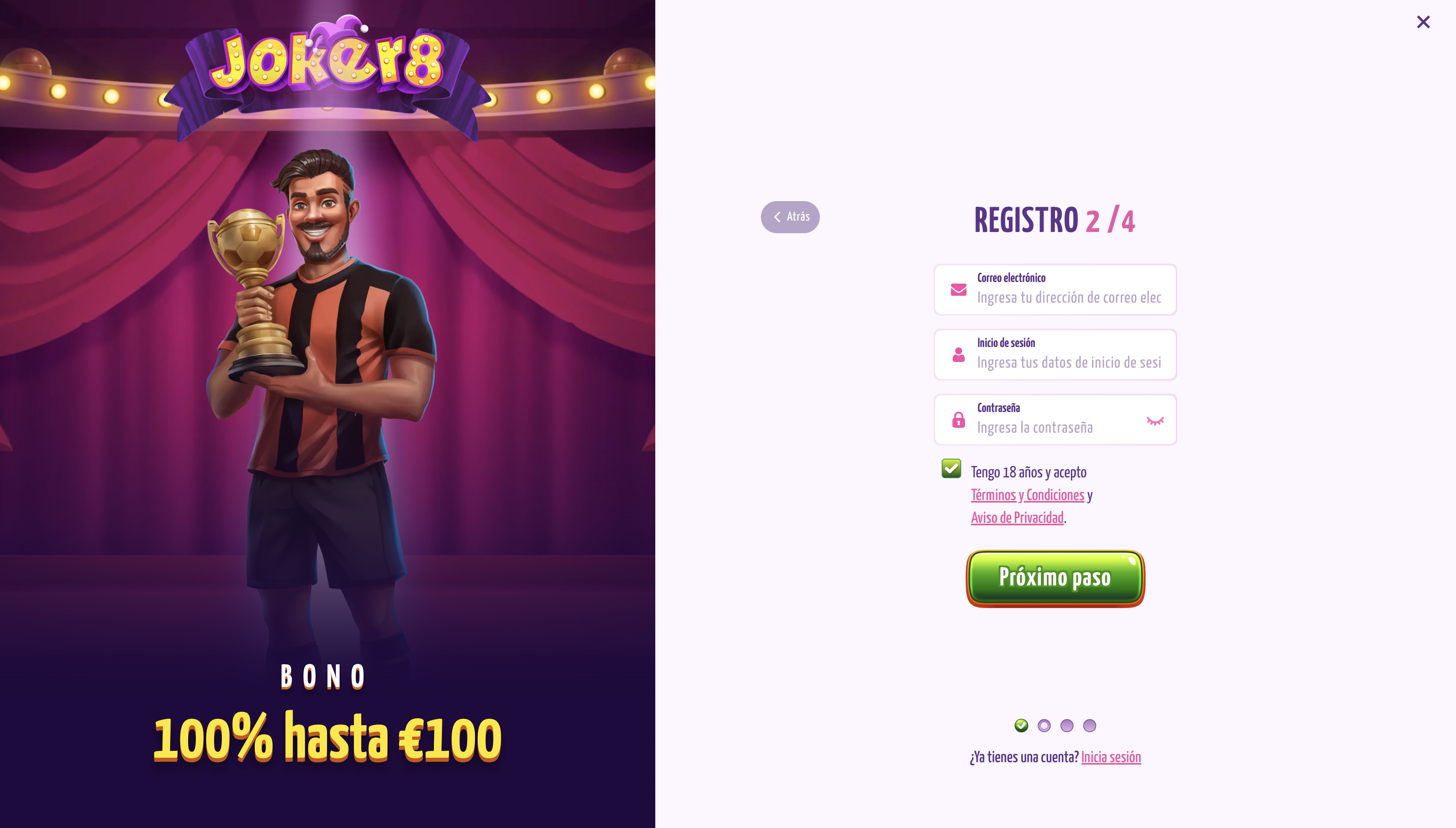 Proceso de Registro en Joker 8 Casino